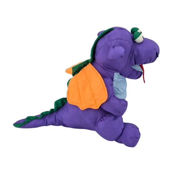Vintage Chosun Parachute Puffy Dragon Dinosaur Purple 15" Plush Stuffed Animal - Picture 3 of 8